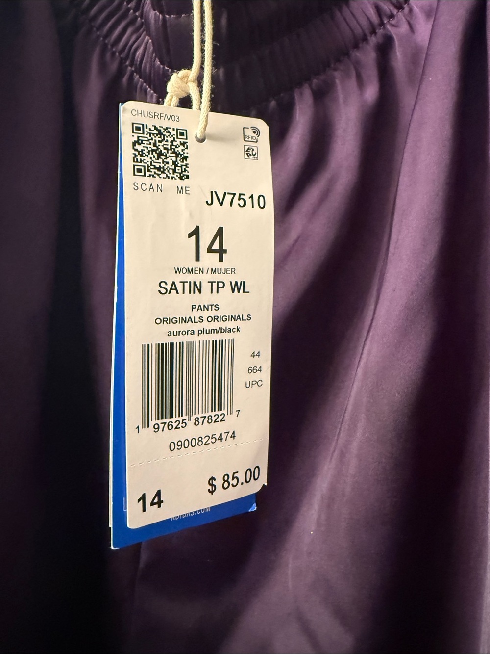Satin adidas women Purple Track Pants wide leg nwt - Picture 4 of 6
